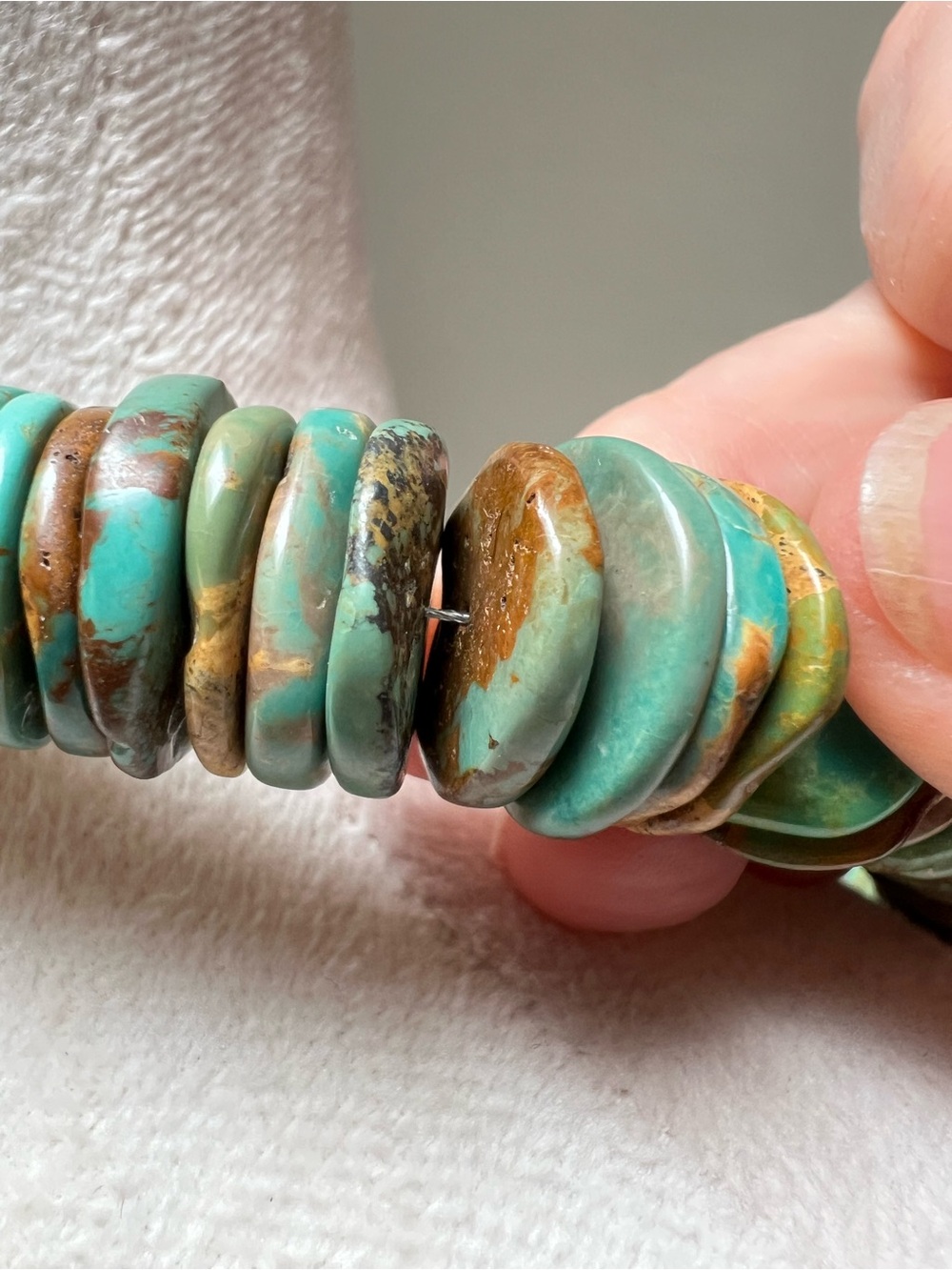 Native American Navajo Royston Turquoise Disc Bead Necklace 20” NWT - Picture 8 of 9